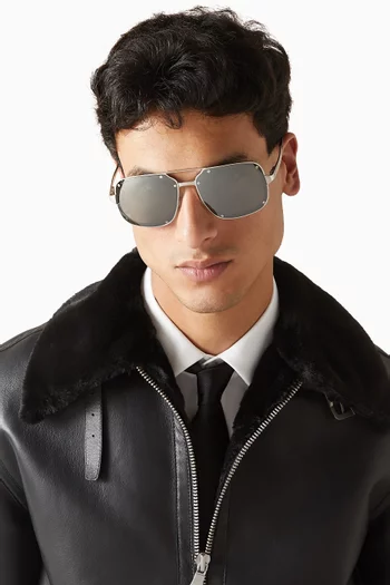 Santos de Cartier Aviator Sunglasses in Titanium