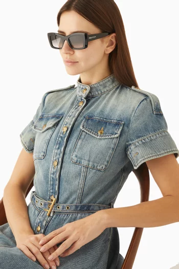 Rectangular Sunglasses in Recycled Acetate