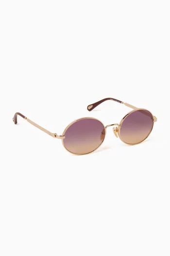 Oversized Round Sunglasses in Metal