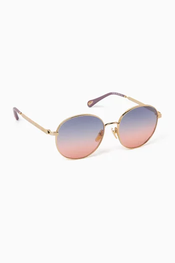 Oversized Round Sunglasses in Metal
