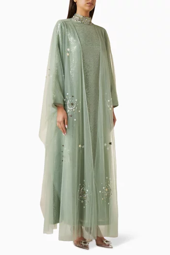 Sequin-embellished Cape Kaftan in Georgette