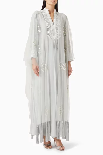 Embroidered Kaftan in Indian Crepe