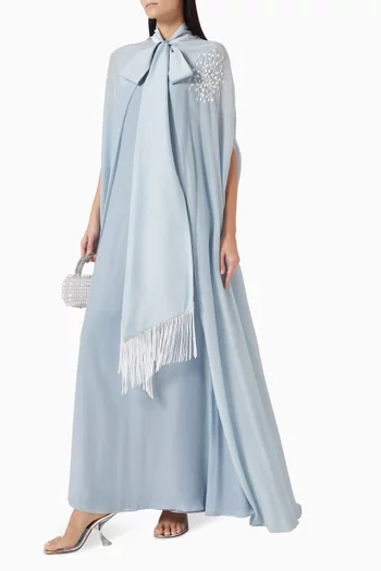 Fringe Scarf Dress in Crepe