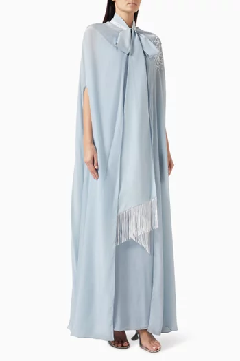 Fringe Scarf Dress in Crepe