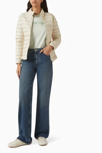 تي شيرت مطرز بشعار الماركة بلون مماثل قطن