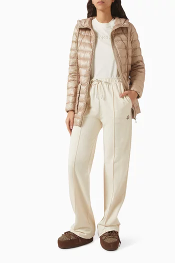 تي شيرت مطرز بشعار الماركة بلون مماثل قطن