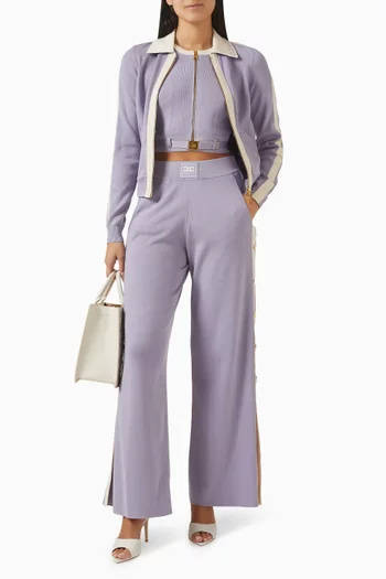 Zip Knit Polo Cardigan in Viscose Blend