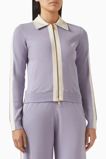 Zip Knit Polo Cardigan in Viscose Blend
