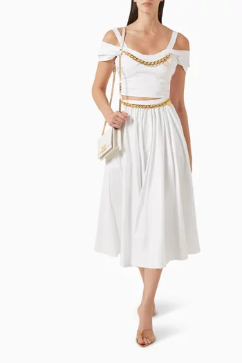 Embellished Crop Top in Stretch-cotton