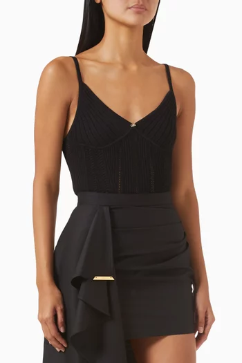 Embellished Knit Bodysuit in Viscose Blend