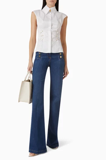 قميص بأربطة مطاطية قطن بوبلين