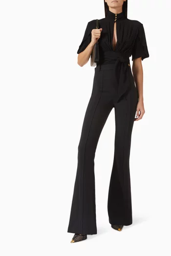 Tie-front Blouse in Viscose Georgette