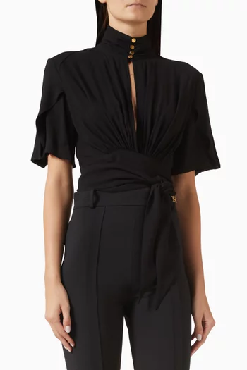 Tie-front Blouse in Viscose Georgette