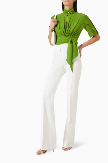 Tie-front Blouse in Viscose Georgette