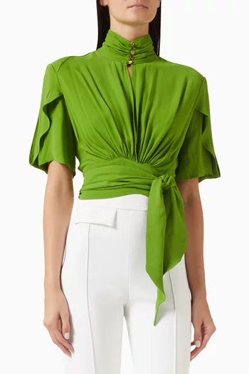 Tie-front Blouse in Viscose Georgette