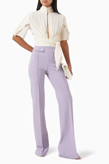 Tie-front Blouse in Viscose Georgette