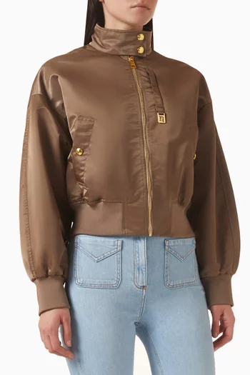 Oversized Bomber Jacket in Nylon