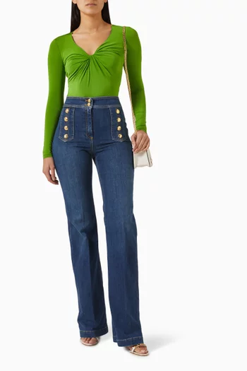 Draped Bodysuit in Crepe Jersey