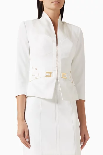 Strap-detail Jacket in Double Crepe