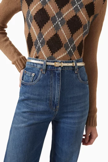 Slim Belt in Metallic Leather