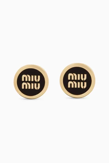 Enameled Logo Stud Earrings