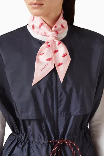 Printed Skinny Scarf in Silk-twill