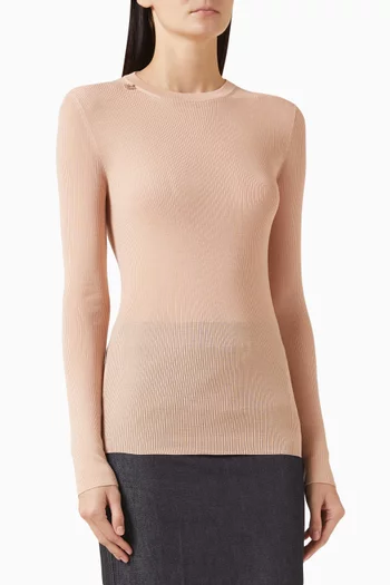 سترة بفتحة رقبة مستديرة صوف