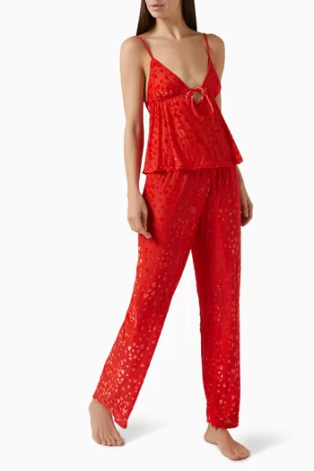 طقم كاميسول وبنطال مخمل شفاف