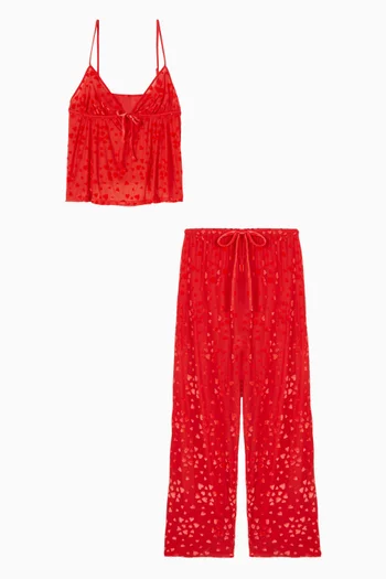 طقم كاميسول وبنطال مخمل شفاف