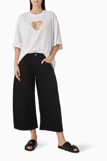 تي شيرت وورن إن بقصة فضفاضة وفتحة بتصميم قلب جيرسيه