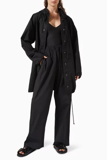 Oversized Drawstring Pants in Woven-cotton