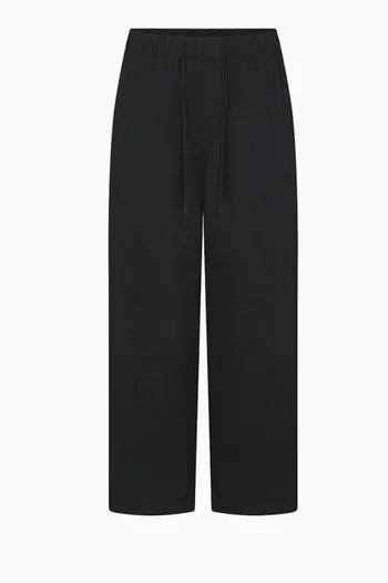Oversized Drawstring Pants in Woven-cotton