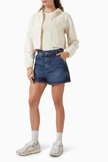 Cropped Zip Jacket in Woven-cotton
