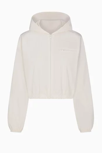 Cropped Zip Jacket in Woven-cotton