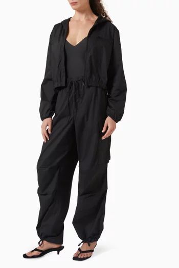 Cropped Zip Jacket in Woven-cotton