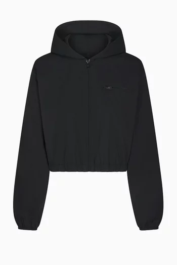 Cropped Zip Jacket in Woven-cotton