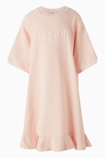 Graphic Ruffle Dress in Cotton