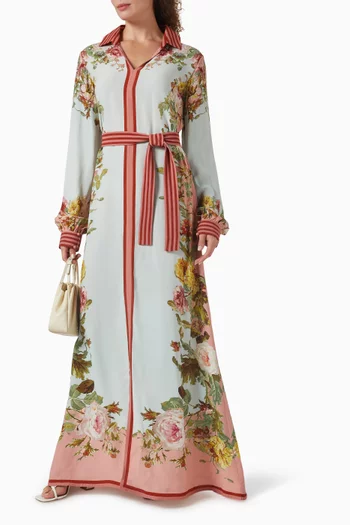 Floral-print Belted Maxi Dress
