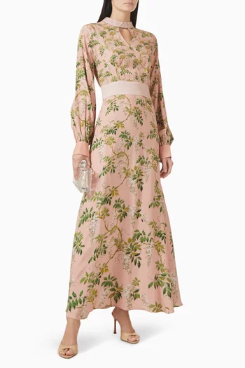 Printed Keyhole Maxi Dress