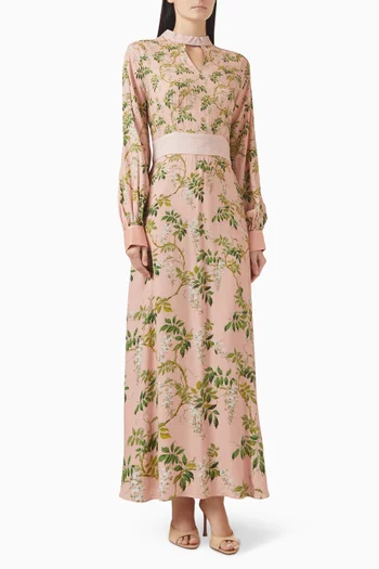 Printed Keyhole Maxi Dress