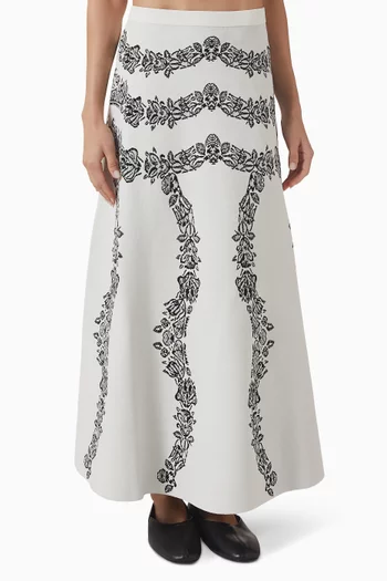 Valencia Jacquard Midi Skirt in Viscose Blend