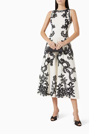 Sonali Embroidered Midi Dress in Cotton