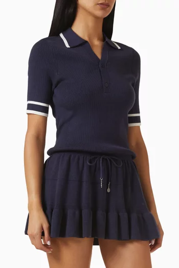 فستان بلوم قصير بفتحة رقبة بياقة ومنسوج من مزيج قطن