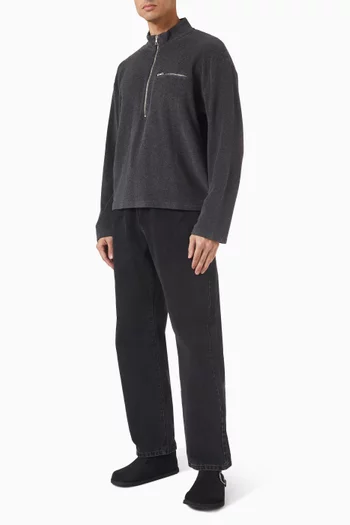 سويت شيرت بسحّاب قصير مزيج قطن سريع الامتصاص