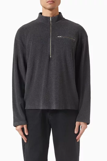 سويت شيرت بسحّاب قصير مزيج قطن سريع الامتصاص