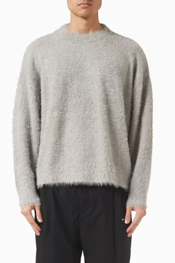 Knit Crewneck Sweater in Faux Alpaca