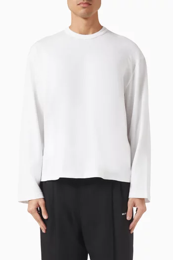 تي شيرت بارز الملمس بأكمام طويلة قطن 220 غرام لكل متر مربع