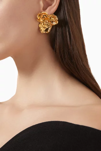 أقراط بتصميم زهرة نحاس بلون ذهبي