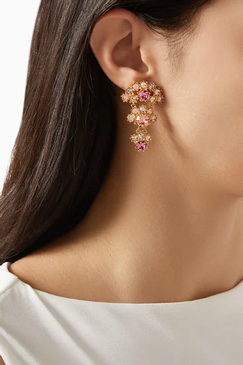 أقراط متدلية بتصميم مقوس مرصعة بالكريستال نحاس بلون ذهبي