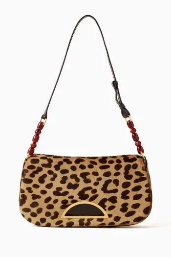 2010s Malice Pearl Leopard Shoulder Bag in Leather